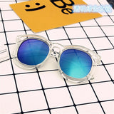 JAXIN New Children Transparent Box Color Reflective Sunglasses Fashion Male