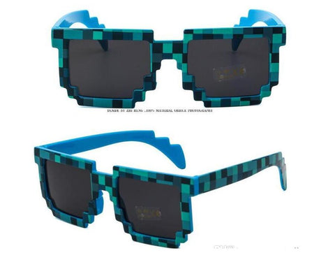 2018 Deal with it Boys Girls Minecraft Glasses 8 bit Pixel kids Sunglasses Female Male Mosaic