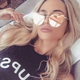 ZUCZUG Sunglasses Women Luxury Cat eye Brand Design Mirror Flat Rose Gold