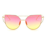 ZUCZUG Sunglasses Women Luxury Cat eye Brand Design Mirror Flat Rose Gold