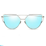 ZUCZUG Sunglasses Women Luxury Cat eye Brand Design Mirror Flat Rose Gold