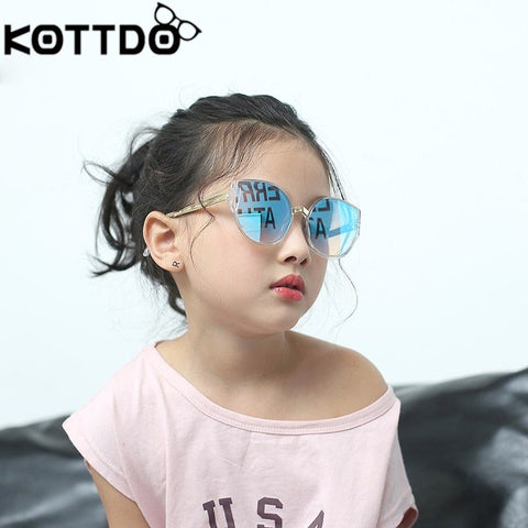 KOTTDO vintage cat eye sun glasses luxury brand kids sunglasses black children sunglasses