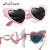 LongKeeper baby girl sunglasses for children heart 2019 TR90 black pink red heart sun glasses for kids polarized flexible uv400