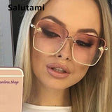 Retro Square Bee Sunglasses Women Brand Designer Metal Frame Oversized Sun
