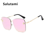 Retro Square Bee Sunglasses Women Brand Designer Metal Frame Oversized Sun