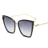 RBRARE Alloy Cat Eye Sunglasses Women  Gradient Lens Sun Glasses Vintage Metal