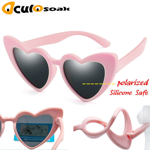 baby girl sunglasses for children heart 2019 TR90 black pink red heart sun glasses
