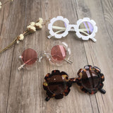 Vintage Kids Sunglasses Child Sun Glasses Round Flower Gafas Baby Children